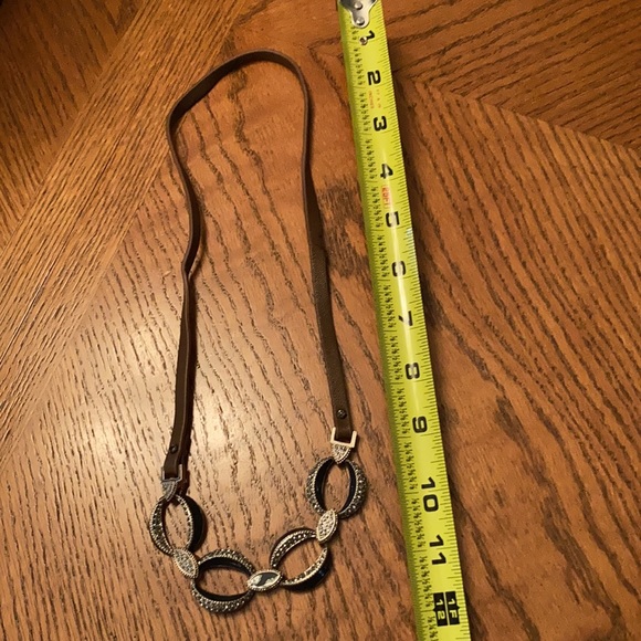 Leather & Mixed Metal Necklace - Picture 2 of 2